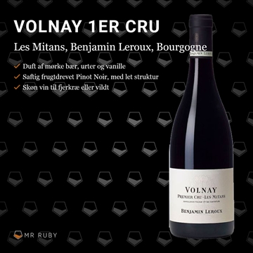 2020 Volnay 1er cru Les Mitans, Benjamin Leroux, Bourgogne, Frankrig